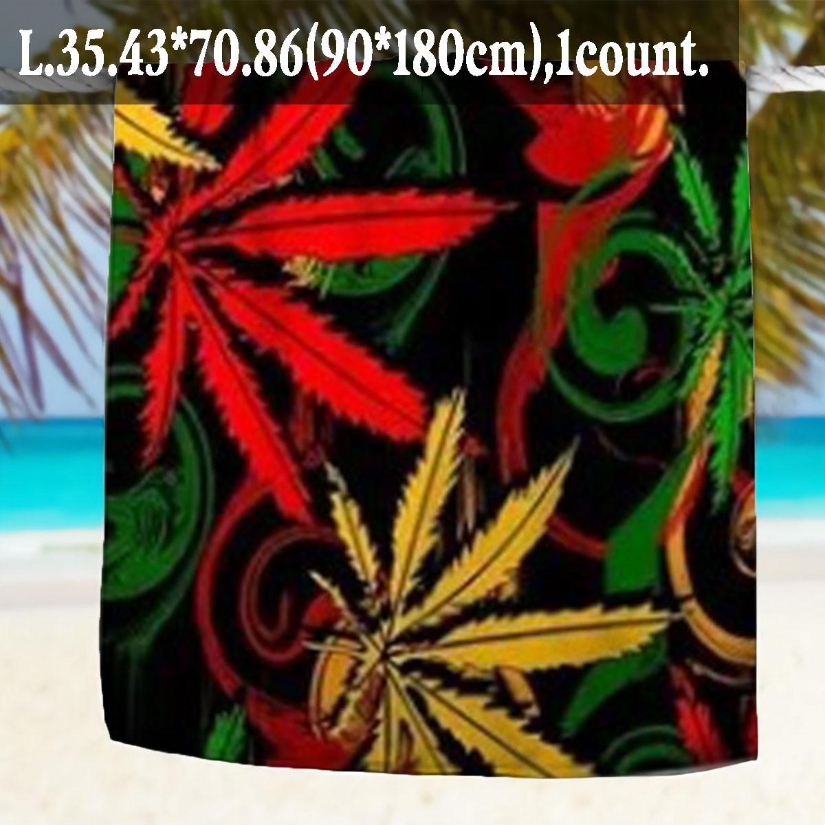 Rasta Leaf Pattern Beach Towel, Personalized Trendy Quick-Dry Bath Towel, Stylish and Comfortable Beach Accessory