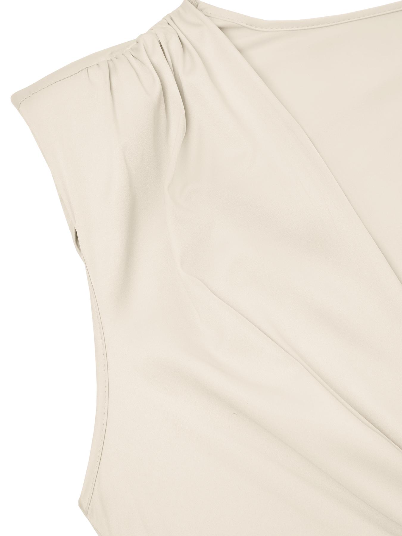 Elegant Chic Sleeveless Deep V Neck Fitted Dress, High Waist Drawstring Bowknot Umbrella Hem Slit, Perfect for Formal Evening Parties and Casual