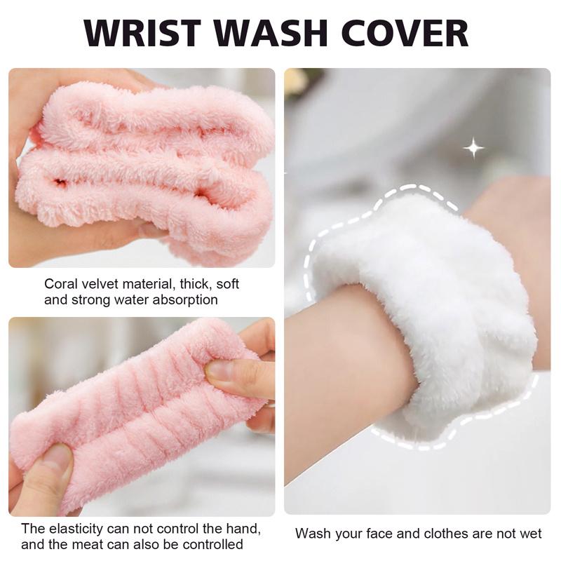 [Soft Microfiber Wrist Strap] 2pcs Soft Microfiber Reusable Spa Wrist Wash Strap, Wrist Wrap, Face Wash, Yoga Running Exercise Wrist Sweat Band