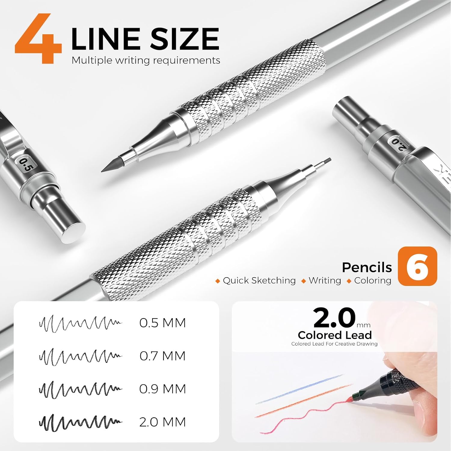 35 count Art Mechanical Pencil Set with Case, 0.5 0.7 0.9 2.0 Graphite Metal Drawing Drafting Pencils, Sharpener Erasers 384 count Lead Refills (6B 4B 2B HB 2H 4H Colors)Pencils for Writing Sketching,