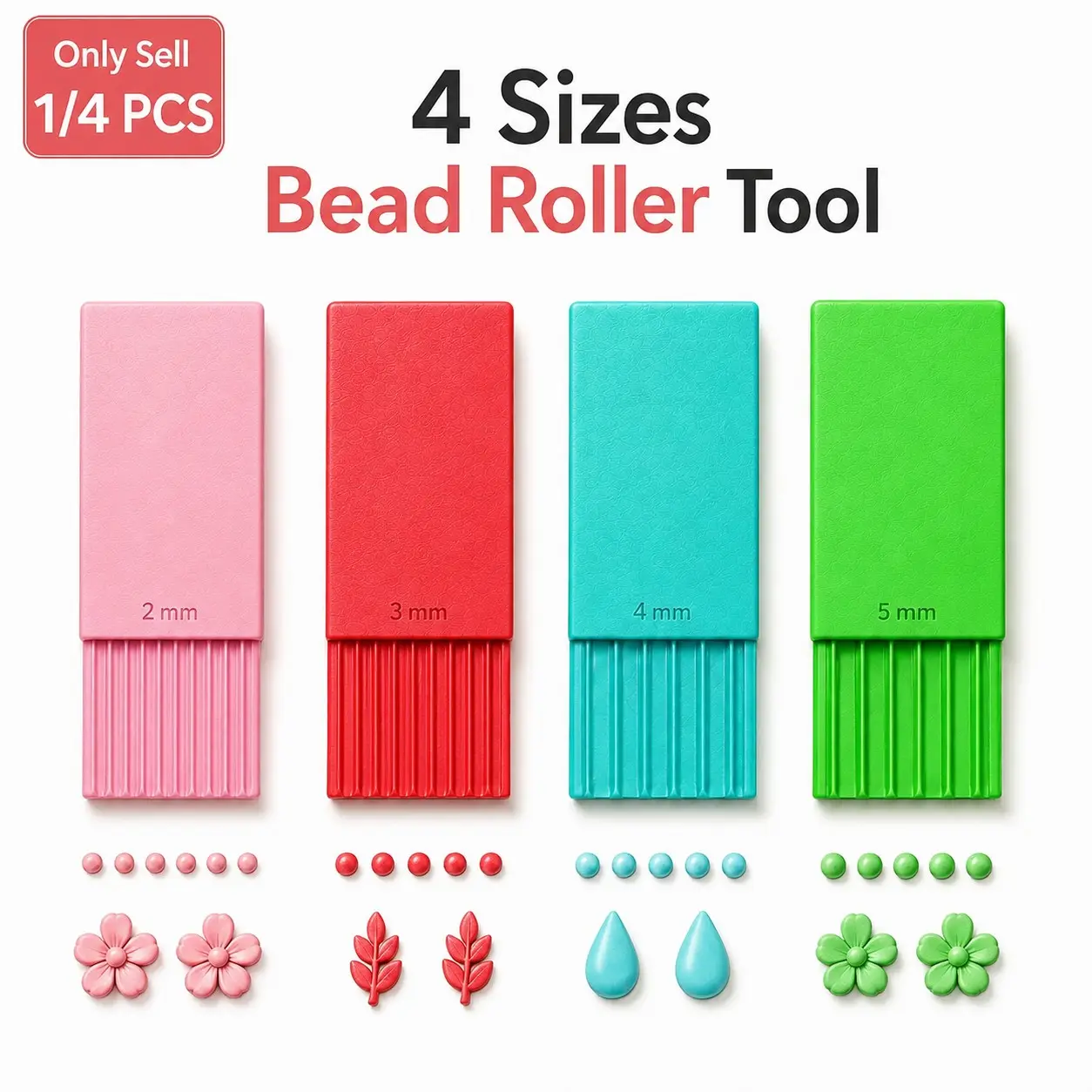 1/4pcs DIY Jewelry Bead Roller Tool, 2mm 3mm 4mm 5mm Groove Bead Roller and Sphere Shaper for Polymer Clay, Nail Art 3D Gel Flowers, Earrings, Jewelry Making and DIY Crafts, DIY Craft Supplies