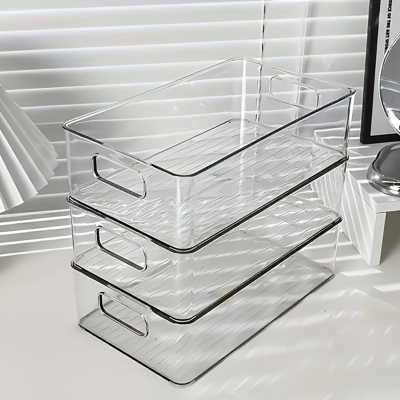 3 Pack Acrylic Drawer Organizer Clear Stackable Storage Box for Snacks Cosmetics Sundries Multi Purpose Container for Kitchen Bathroom Bedroom Living Room Office Christmas Halloween Gift Organization