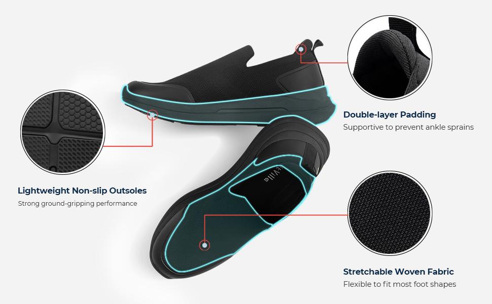 FitVille Sports Men's BriskWalk Recovery Slip-On Explorer shoes for men V1 Outdoor Sneakers