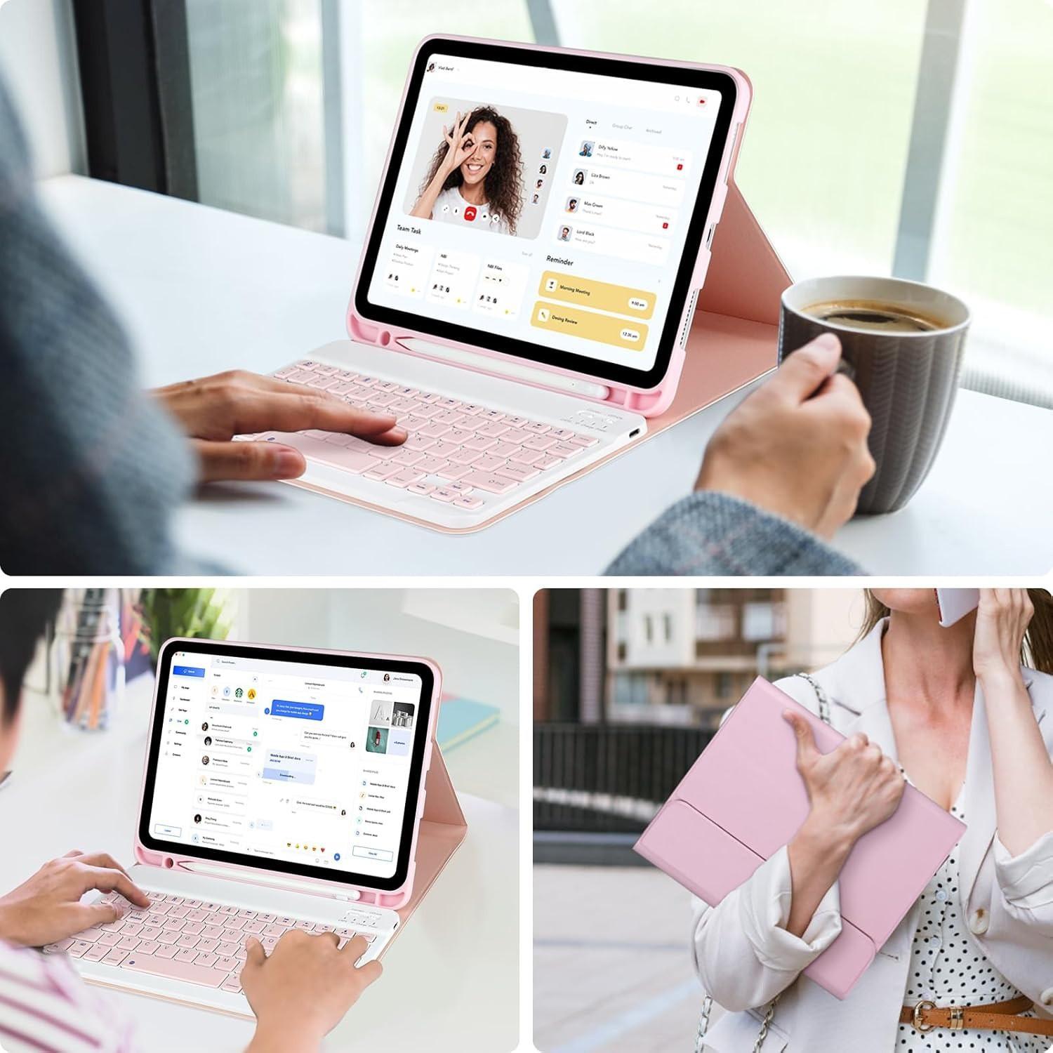 iPad 11th Gen A16 11-Inch Keyboard Case, Bluetooth-compatible Mouse Combo, Women's Design, Apple Pencil Holder, 2022 Model