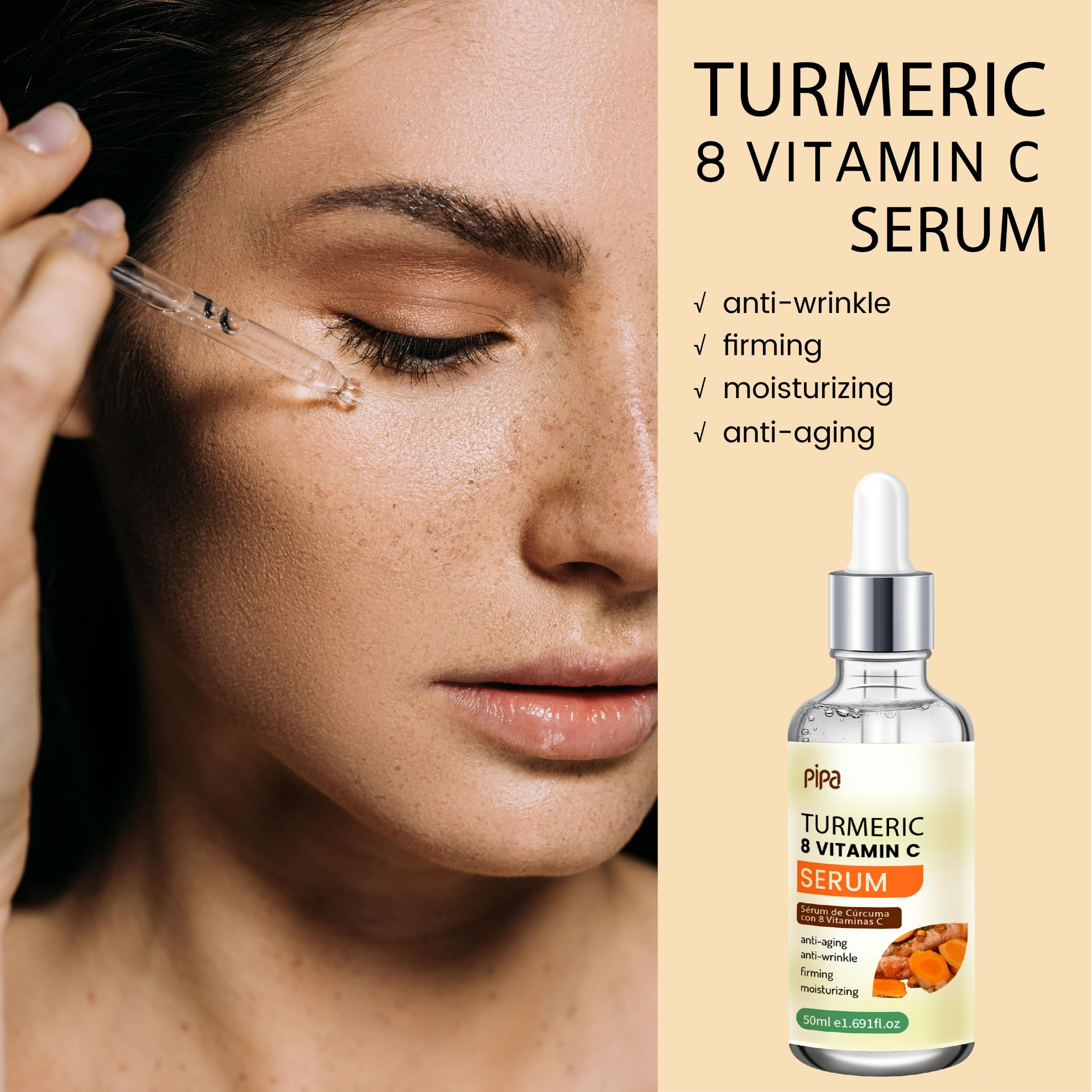 Turmeric Vitamin C Brightening Essence, Anti-Wrinkle, Whitening, Hydrating, Firming, Fade Acne Scars, 50ML Daily Skincare