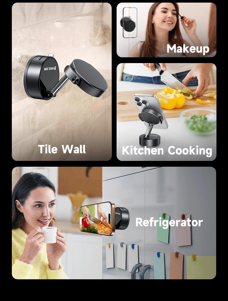 MAGIC JOHN Upgraded Magnetic Phone Holder with 360° Rotation, Strong Magnet, Foldable and Portable Design, Perfect for Cars, Glass, Gyms, and Other Smooth Surfaces