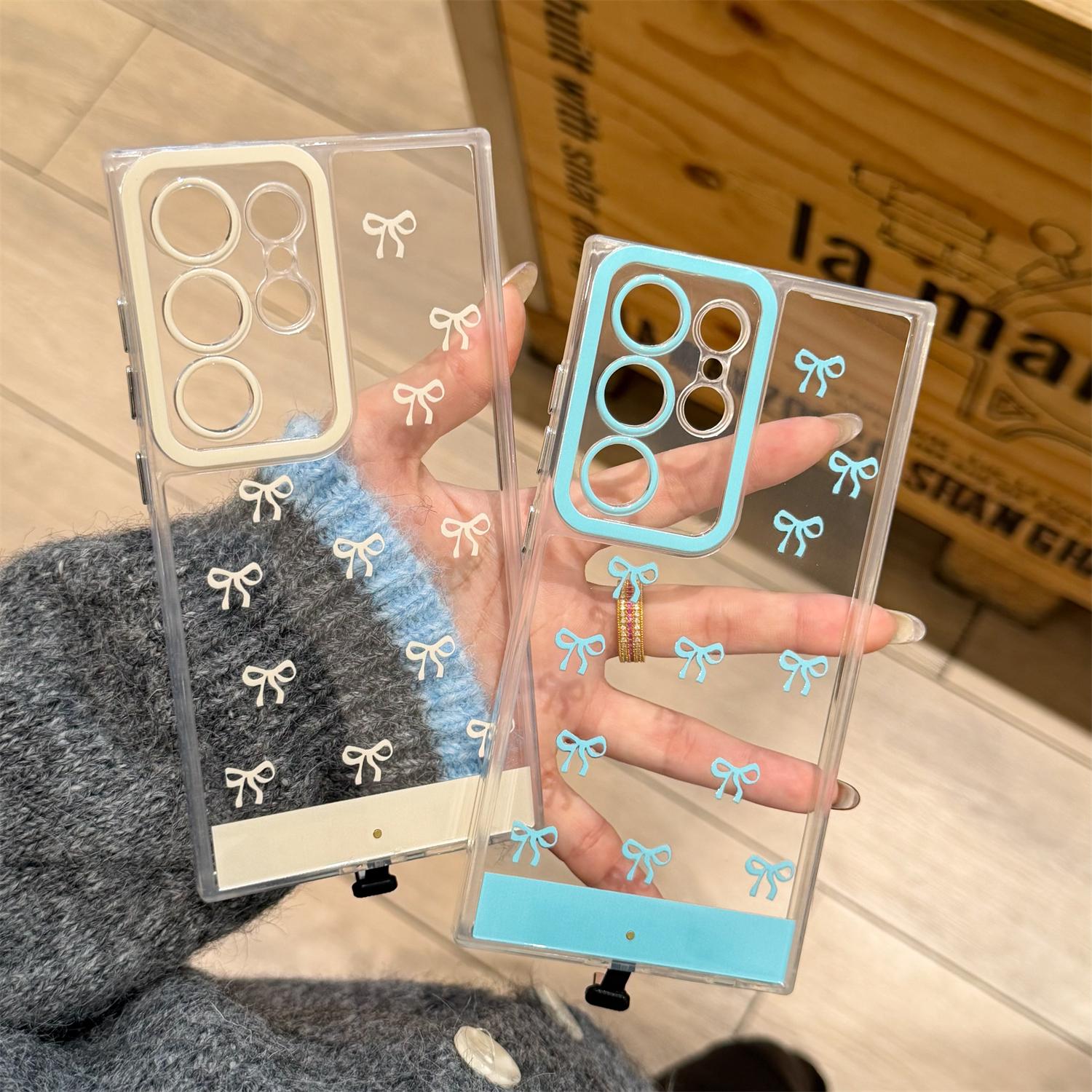 LED Light Up Bowknot Case for Samsung Galaxy S24/S25/S26 Ultra Plus, LED Flash Light up Incoming Call Phone Case, Shockproof Clear TPU Cover for Women Girls, Accessories, Smartphone#SummerVibes summervibes Cellphone Protection