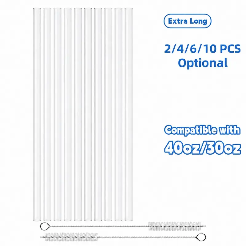 2/4/6/10-Pack Replacement Straws Compatible with Stanley 40oz/30oz Tumbler Cups, Reusable Plastic Straws with Cleaning Brush, Durable Drinking Accessories, Drinkware Accessories