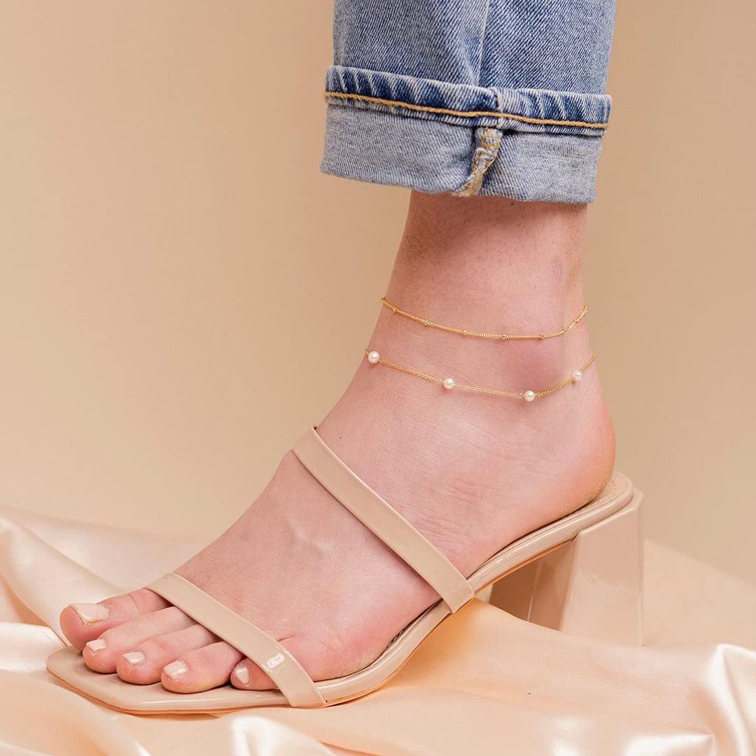 Mideeo Anklet for Women 14K Gold Plated Ankle Bracelets Anklet Pearl Cubic Zirconia Rhinestone Heart Beads Cuba Link Chain Anklets Mideeo Anklet for Women 14K Gold Plated Ankle Bracelets Anklet Pearl Cubic Zirconia Rhinestone Heart Beads Cuba Link Chain Anklets