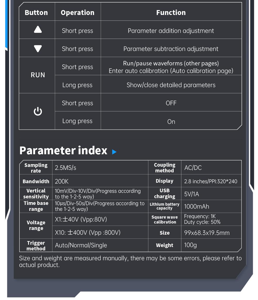 FNIRSI DSO152 Mini Handheld Digital Oscilloscope 2.5MSa/s 200KHz Bandwidth 800VPP PWM Output Automotive Oscilloscope Multimeters Car Battery Tester