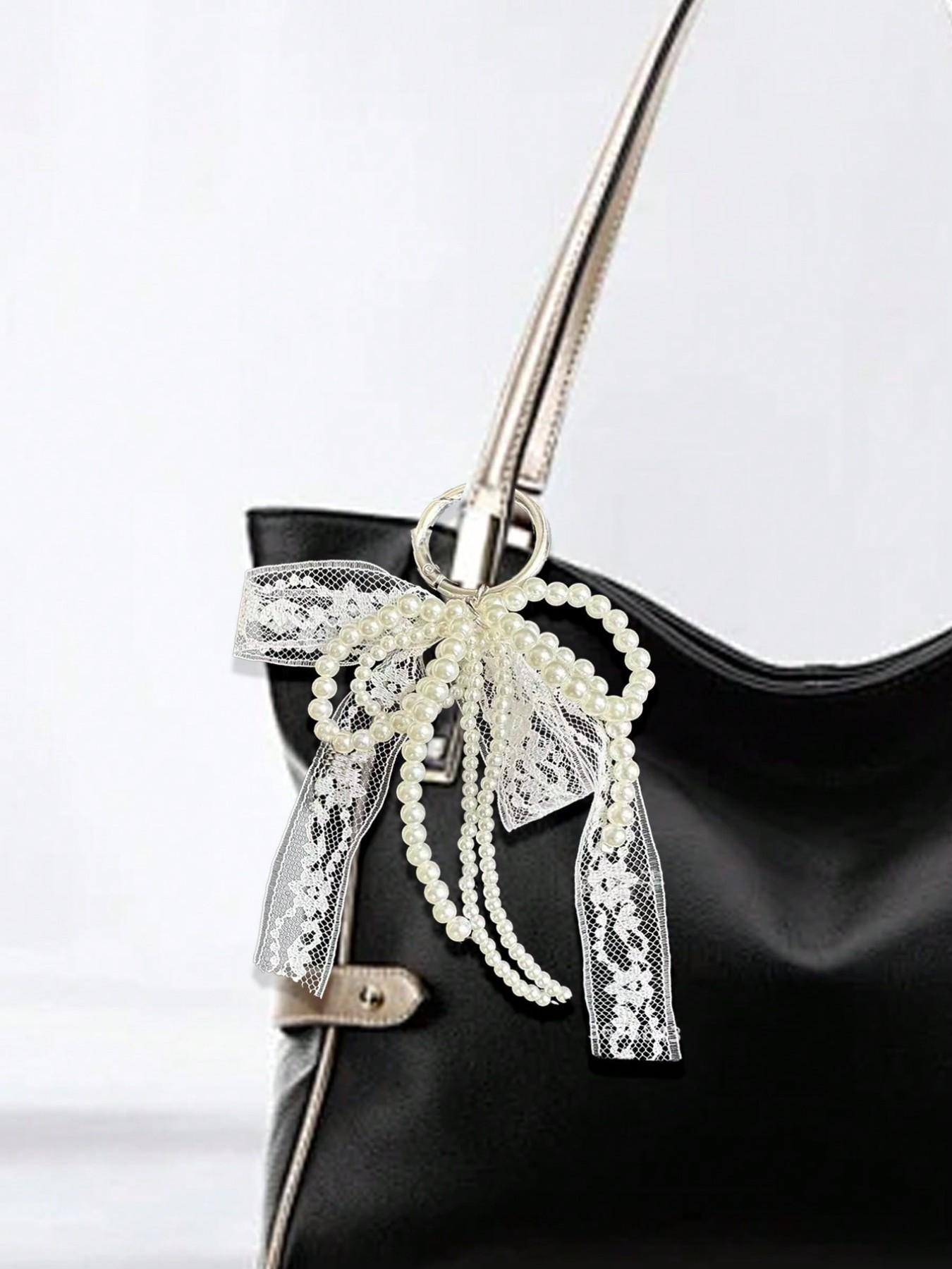 Y2K Cute Minimalist Fashion Beaded Pearl Bow, Multi-Functional DIY Keychain/purse Charm Set, Ideal Gift for Couples, Women, Girls, Friends