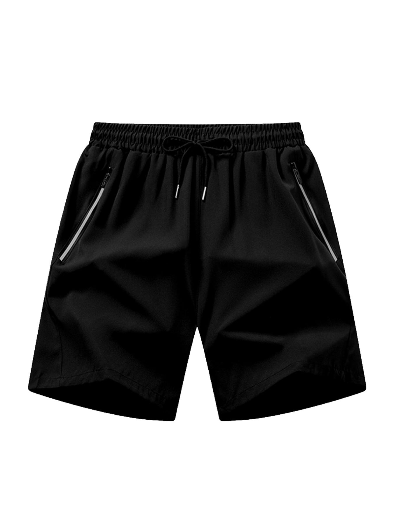 Men's Sporty Shorts, Ultra-Light Quick-Dry Breathable Summer Running Shorts with Pockets and Zipper, Fitness Training Shorts, Outdoor Beach Shorts