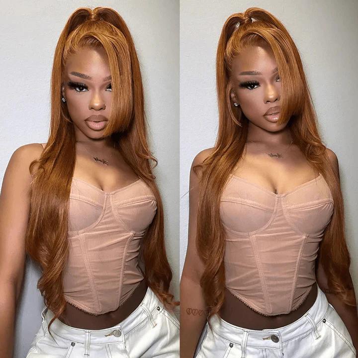 Tuneful 30 inch Ginger Blonde Hair Wig Human Hair Straight 99J Burgundy 13x6 Lace Front Wig Human Hair Honey Blonde HD Transparent Lace Frontal Wigs Highlight P4/27 Human Hair Pre Plucked with Baby Hair SummerVibes
