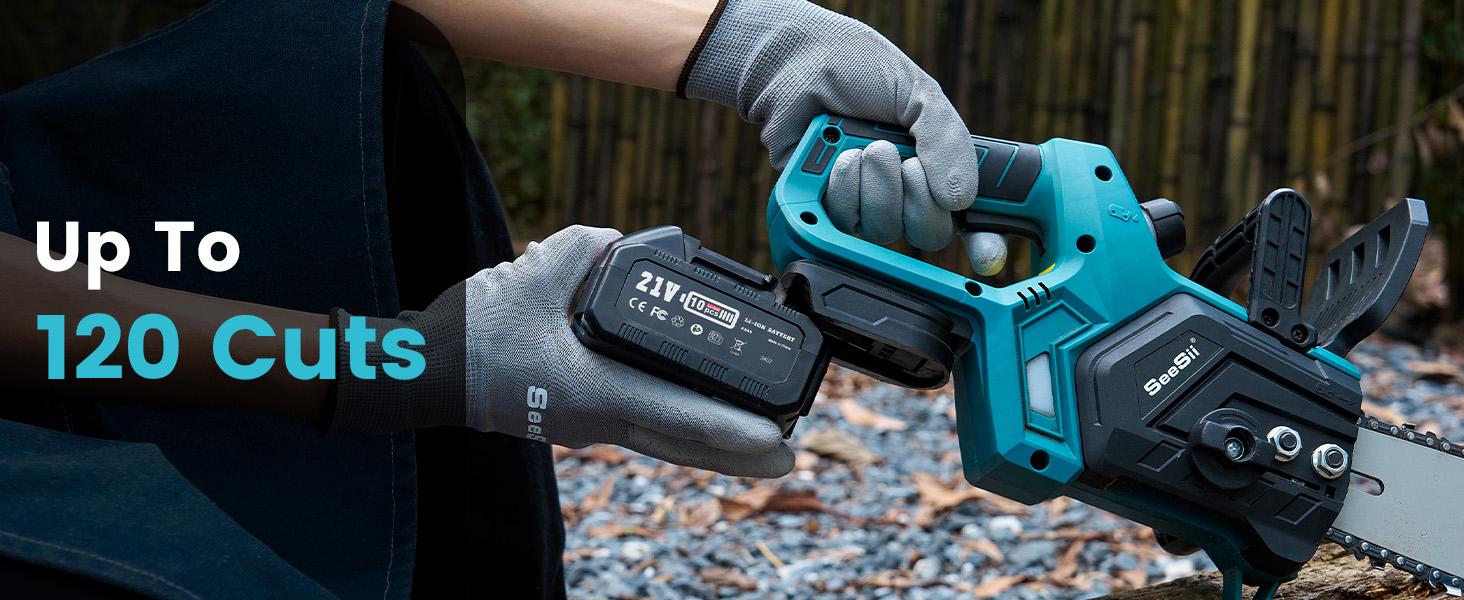 Seesii Chainsaw Cordless 12/16-inch, Electric HandHeld Chain Saw, 12/16-in Portable Chainsaw Battery Powered Saws for Trees Wood Cutting, 2 x 4.0Ah Battery and Charger Included CS16   #TikTokShopBlackFriday