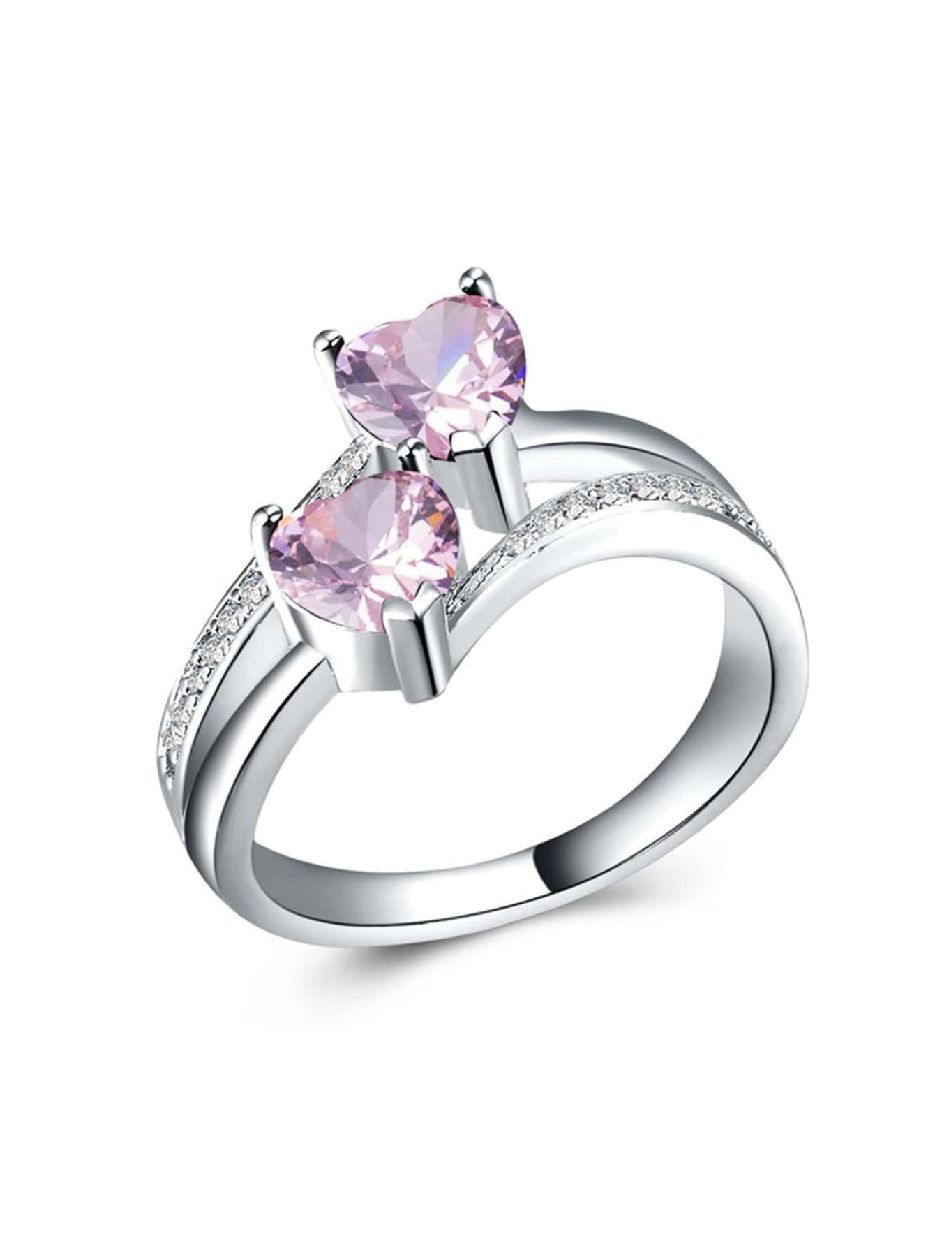 1 PC Fashion Heart Cubic Zirconia Ring For Women For Valentine's Day Gift Wedding Anniversary Party Jewelry