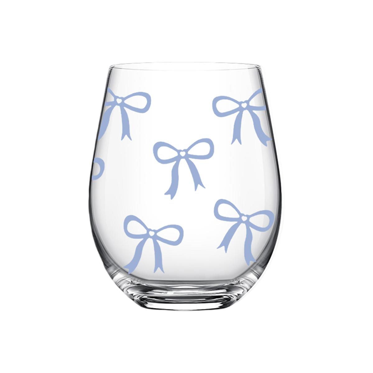Bow Pattern Stemless Wine Glasses Set, No Stem Wine Glasses, 1/4-Pack, 18oz/540ML Transparent Wine Cups, Ideal for Restaurants & Daily Use