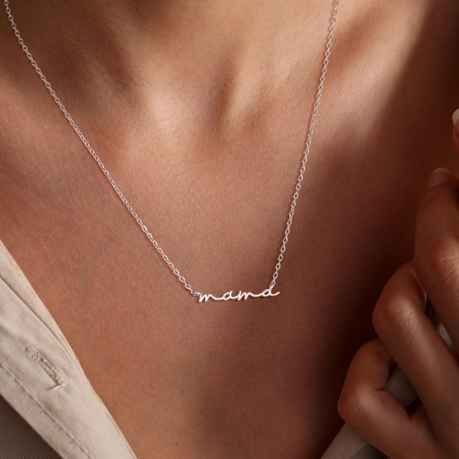 Tewiky&Dearmay Elegant Gold Mama Necklace for Women - Delicate Minimalist Jewelry Gift for Mom, Grandma, Hypoallergenic & Tarnish-Free Greenish Spring Tewiky&Dearmay Elegant Gold Mama Necklace for Women - Delicate Minimalist Jewelry Gift for Mom, Grandma, Hypoallergenic & Tarnish-Free Greenish Spring