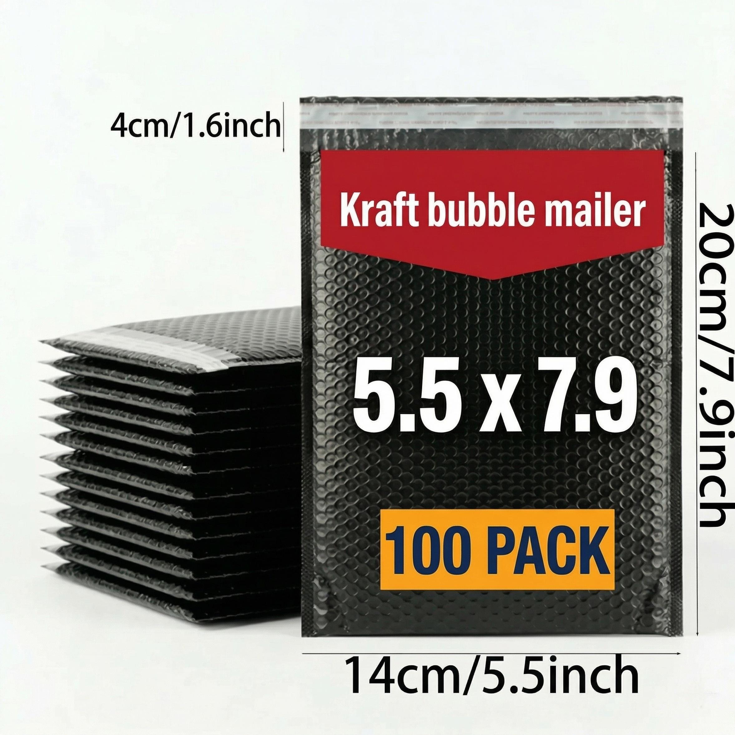50/100Pcs Kraft Paper Bubble Mailers 5.5*7.9Inch, Heavy Duty Self-Seal Padded Shipping Envelopes, Waterproof Bubble Lined Mailing Bags for Shipping, Packaging, Mailing, Gift Wrapping & Document Protection