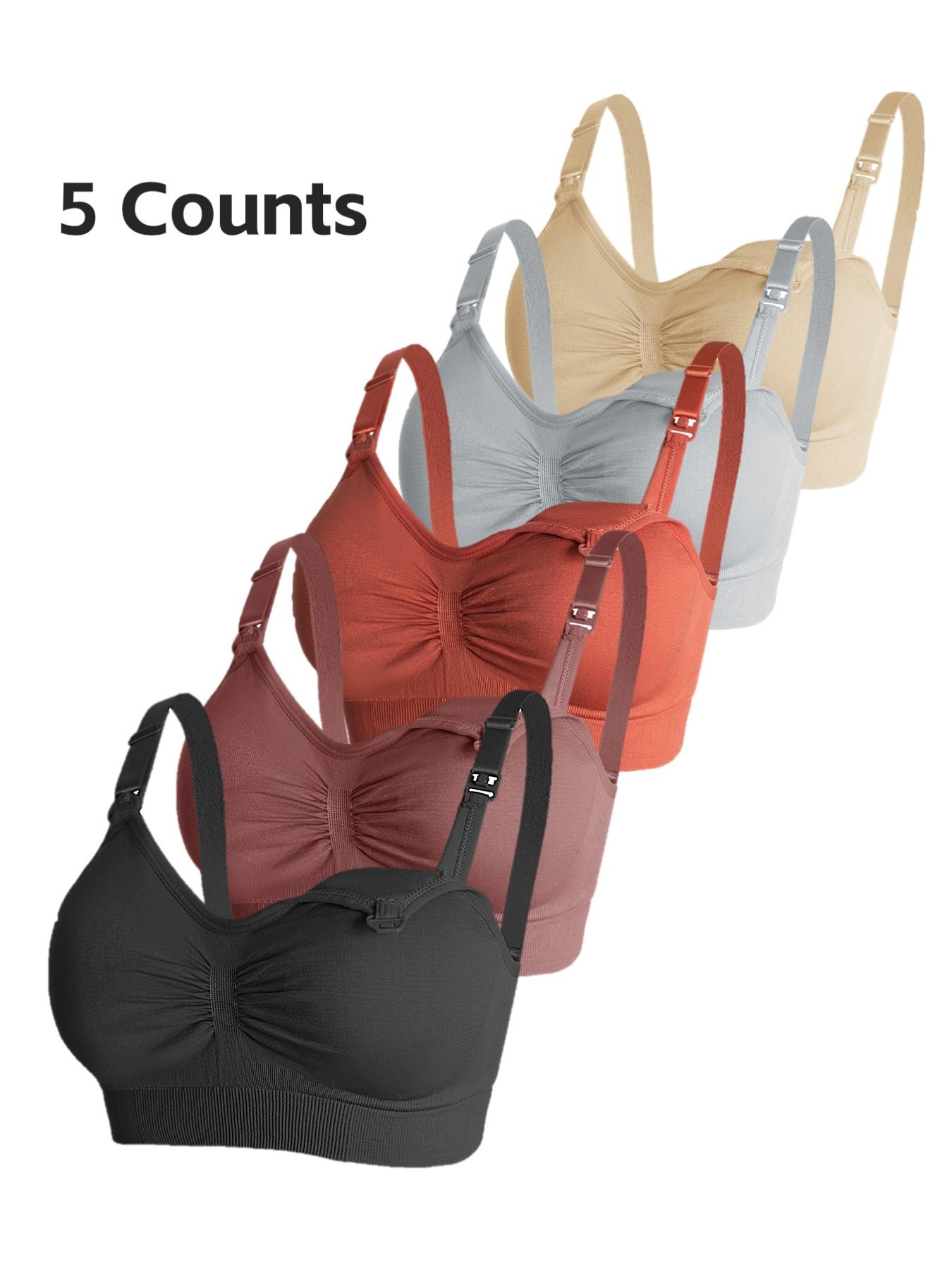 Maternity Solid Color Nursing Bra, Comfortable Breathable Adjustable Hook & Eye Closure Nursing Bra, Maternity Underwear for All Seasons