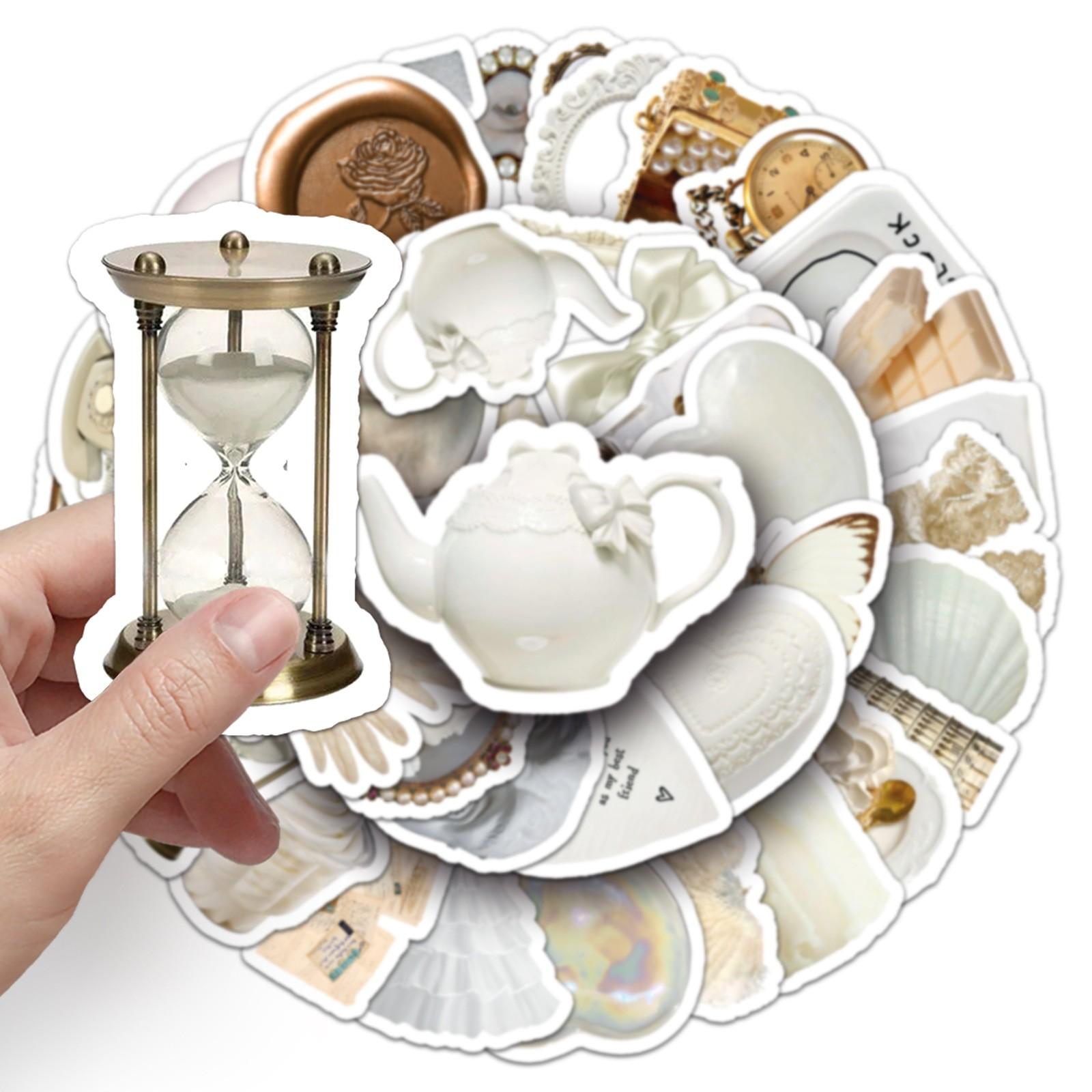 50 Vintage Stickers Waterproof for Scrapbook Daily Planner Water Bottle Handbook Diary Suitable for Teens Adults DIY Paper Craft Essentials