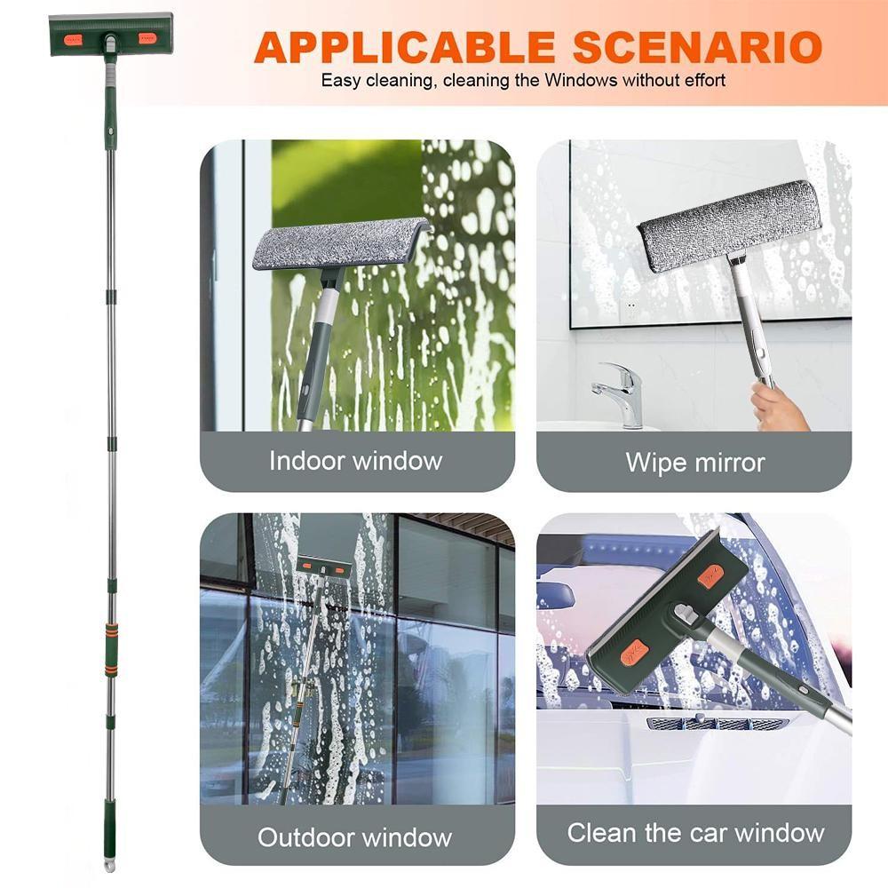 Window Squeegee Cleaner, Squeegee Scrubber, 1 Set Household Squeegee with Extension Pole, Telescopic Window Washing Equipment with Bendable Head, Glass Cleaning Tool
