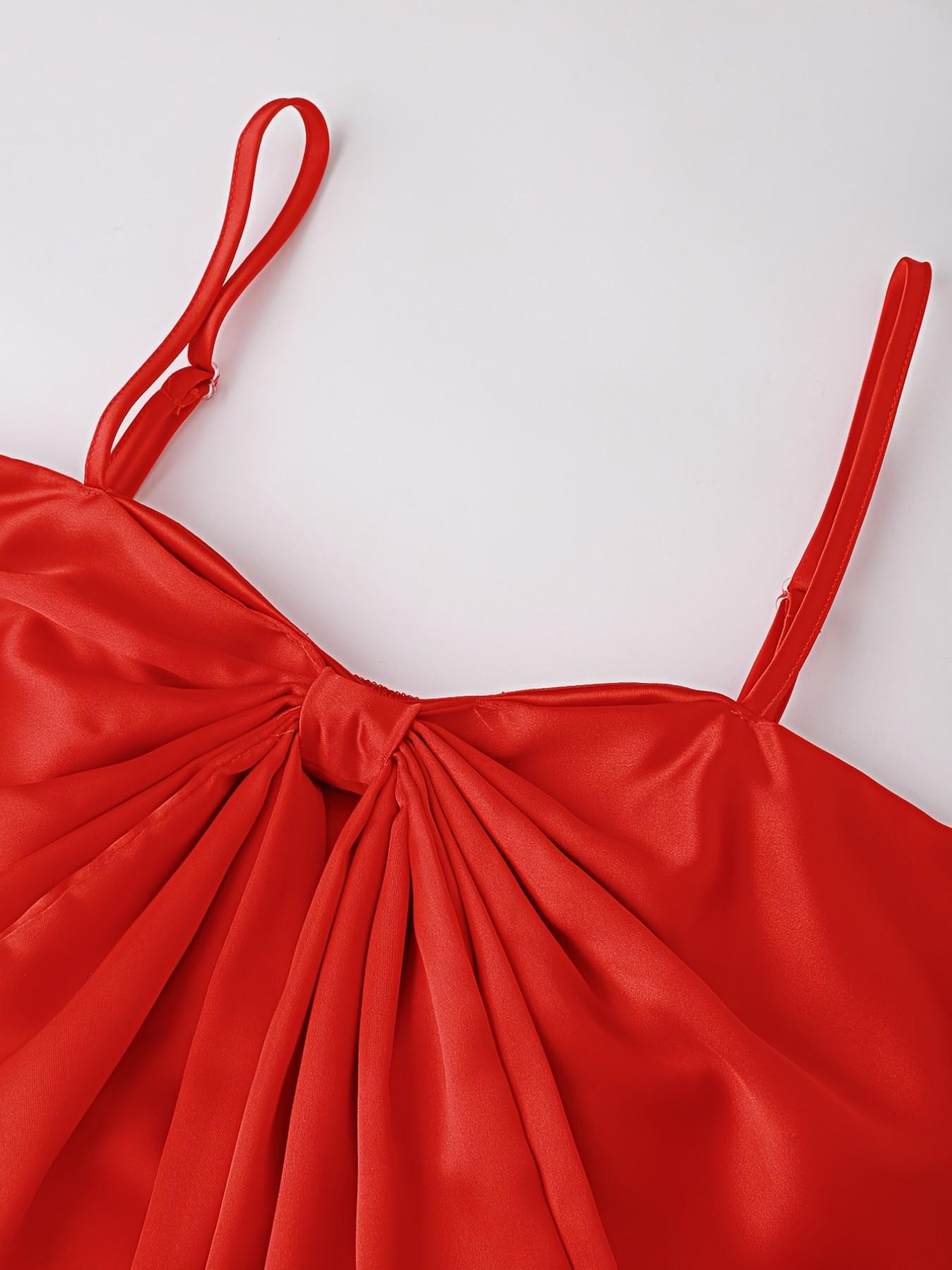 Satin Large Bow Backless Top & High Waist Shorts Set, Party for Girls, Two-Piece Ensemble for Gatherings, Womenswear Outfit, Lady