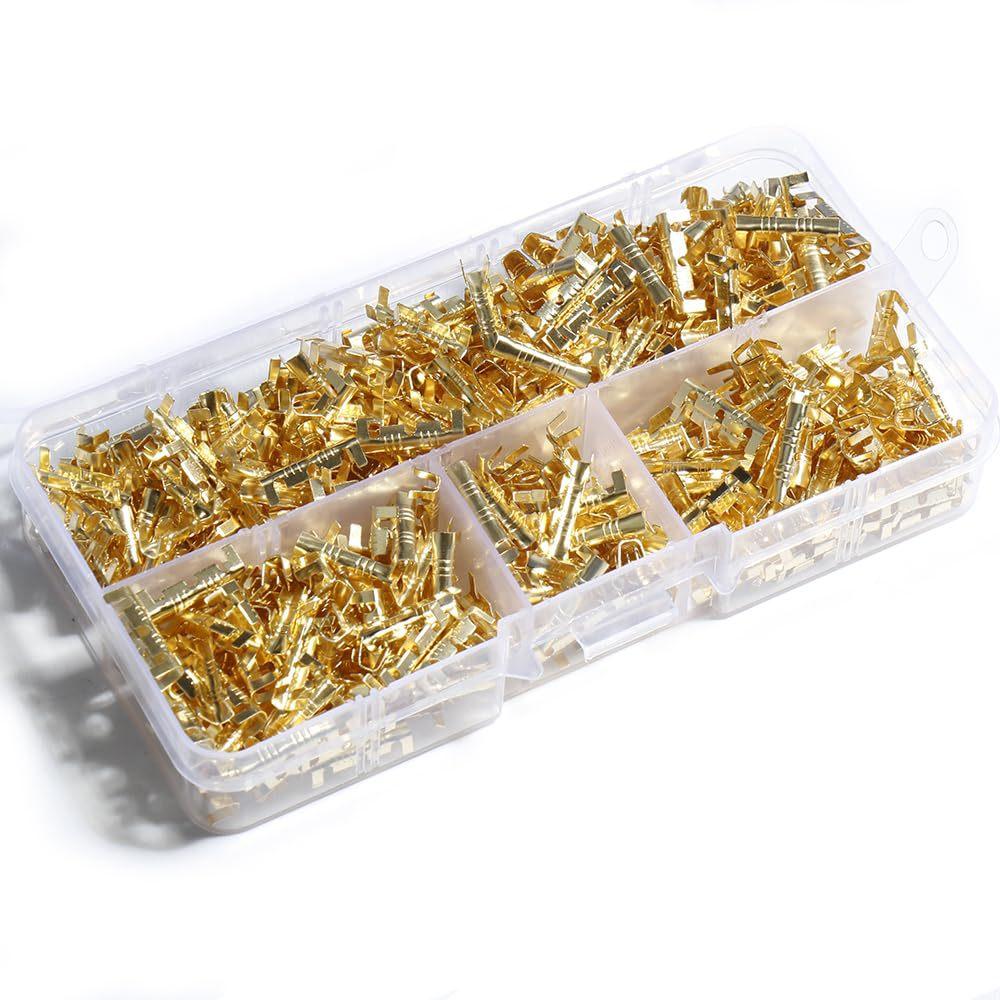 400PCS boxed U-shaped copper ring terminal crimping wire, non insulated end shovel connector kit, wire connector for quick wiring cable connection, parallel cold terminal+1PCS pliers