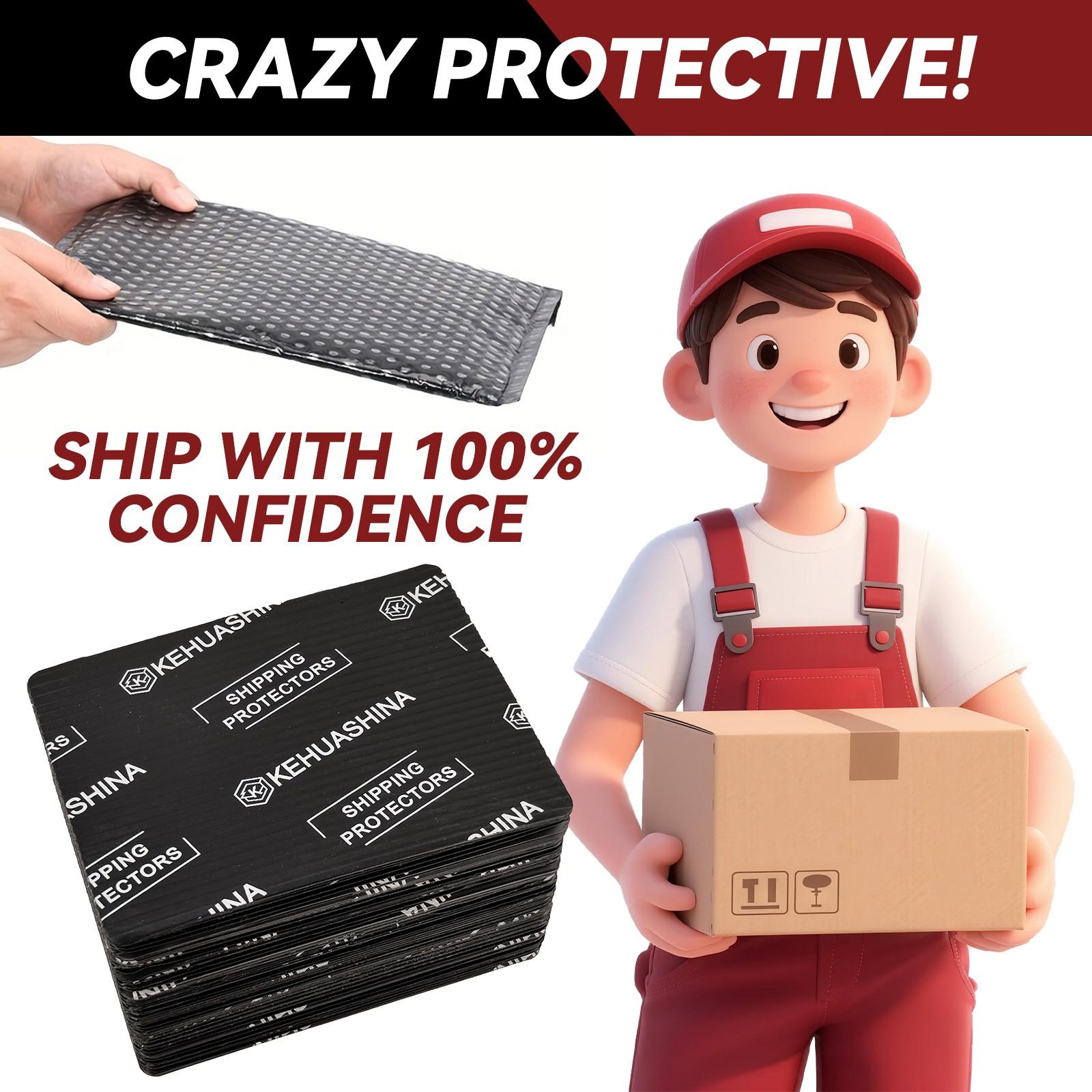 Trading Card Shipping Protector Board - 3.5x4.5Inch Black Card Shipping Supplies With Round Corners, Lightweight & Reusable For Raw Cards, Sleeved Card, Top Load Holder, Semi-Rigids, Strong Plastic Inserts Mailers For Sports Star TCG Games Cards