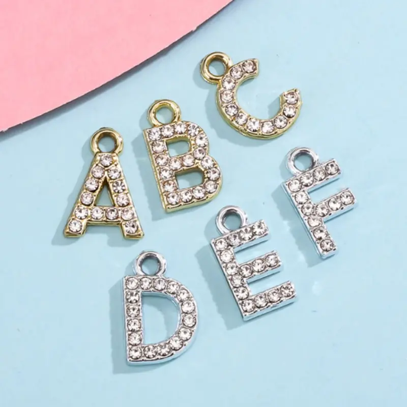 26 Alphabet Letter Charms with Rhinestones, Alloy DIY Jewelry Accessories, Perfect Gift for Crafting Enthusiasts, Unique Decorative Pieces