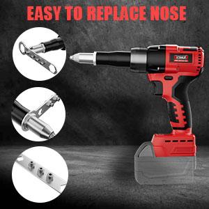 Cordless Electric Pop Rivet Gun Compatible with Milwaukee 18V Battery(NO Battery!!),Rivet Tool with 3 Size (1/8", 5/32", 3/16")Aluminum Rivets,with Kit Nose Piece