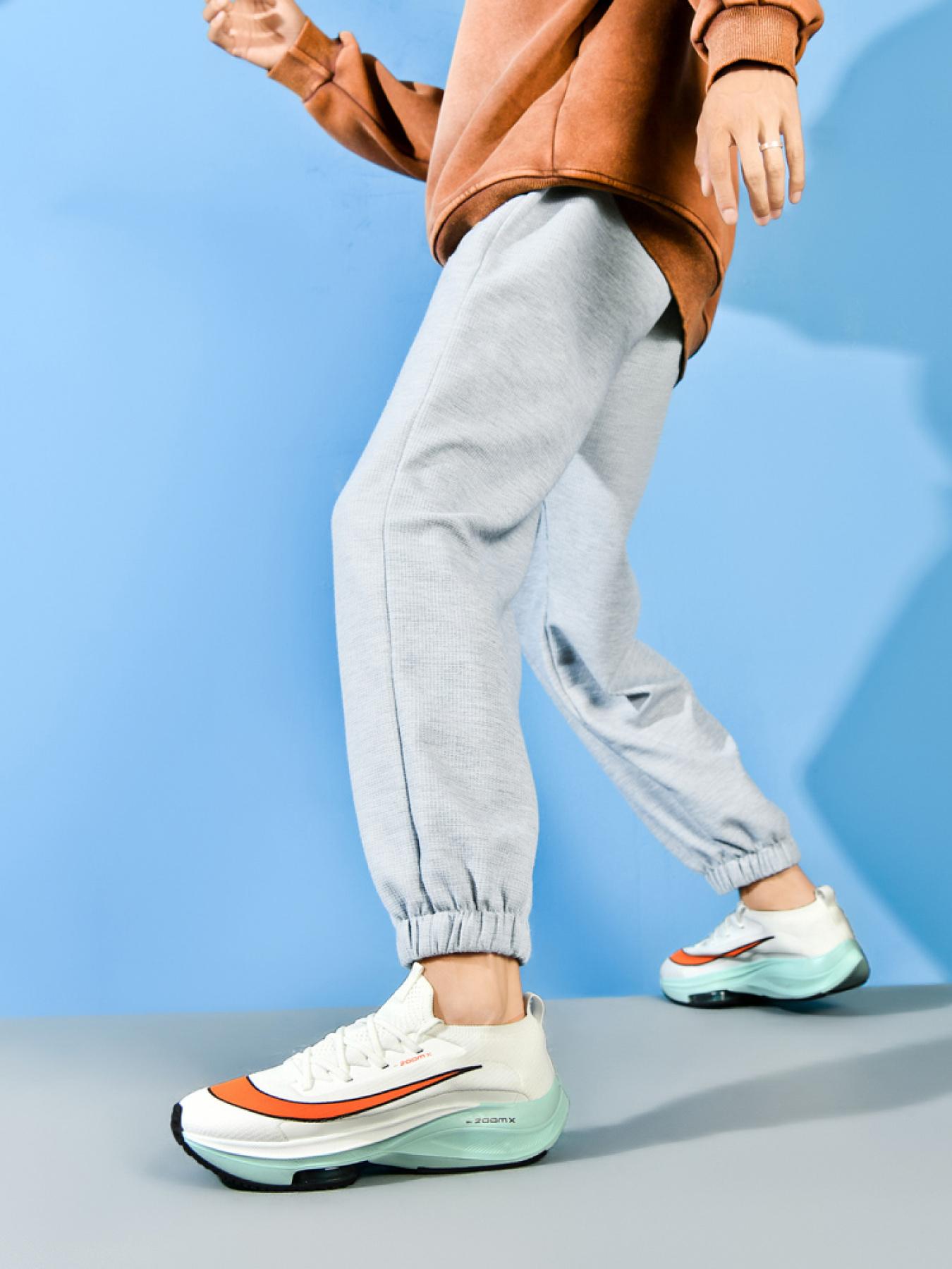 Men Sports Running Shoes Casual Marathon Air Cushion Sneakers Leather Breathable Lightweight Male Comfortable Athletic Nonskid Casual Sneakers Hiking Outdoor Footwear