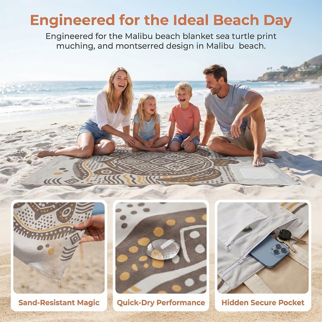 2026 New 2 in 1 Convertible Backpack Towel, Oversized Microfiber Beach Blanket with Inner Zip Pocket, Sand Free, Lightweight and Quick Dry for Beach and Travel