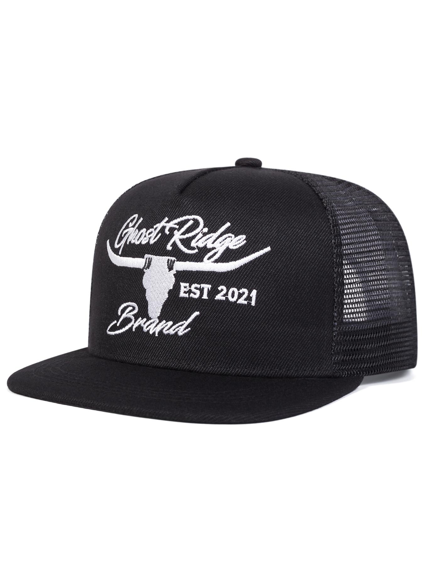 Unisex Cow Head Letter Mesh Baseball Cap, Adjustable Sun Protection Hat, Casual Fitted Design for Spring & Fall Travel Outdoor Use