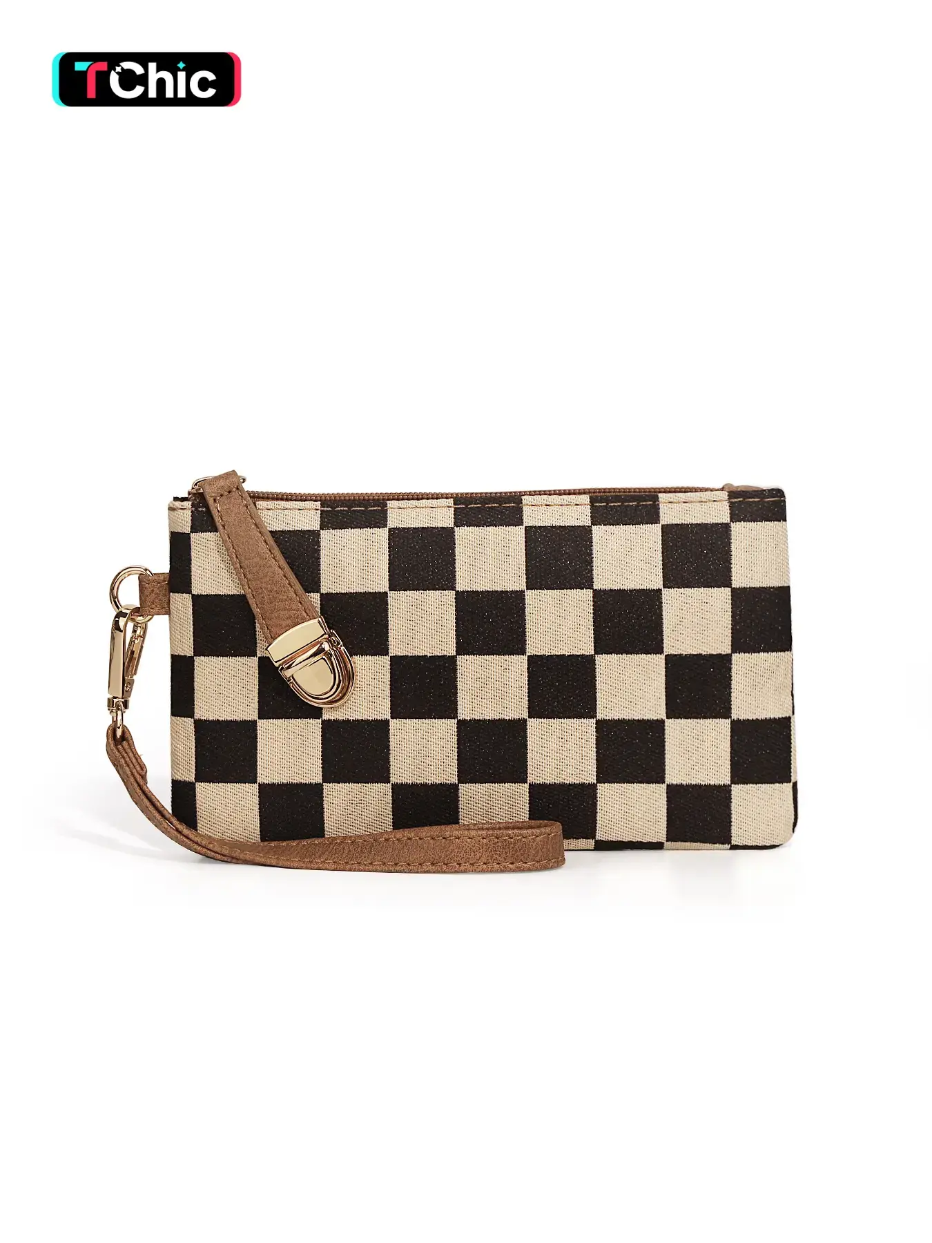 Women's Checkered Wristlet Keychain Wallet Clutch Bag, Detachable Strap Design, Casual Style, All-Season Use, Perfect Gift for Women & Girls, Trendy Minimalist Checkerboard Pattern Purse, Checked Pattern Purse, Clutches Wristlets