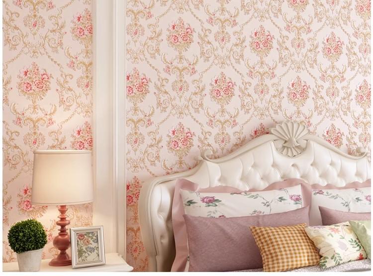 Self-Adhesive Non-Woven Fabric Wall Paper Roll, 3D Floral Design for Living Room Bedroom Background Decor, Home Decoration Sticker