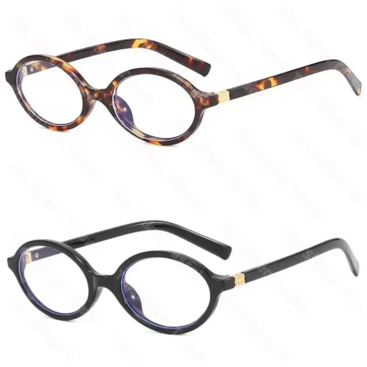 Women's/Unisex Retro Look Flat Top Small Oval Frame Anti-Blue Light Glasses (2-Pair Pack) - AC Lenses, PC Frame, Universal Size, Eye Fatigue Relief, Classic for Home/Office Wear