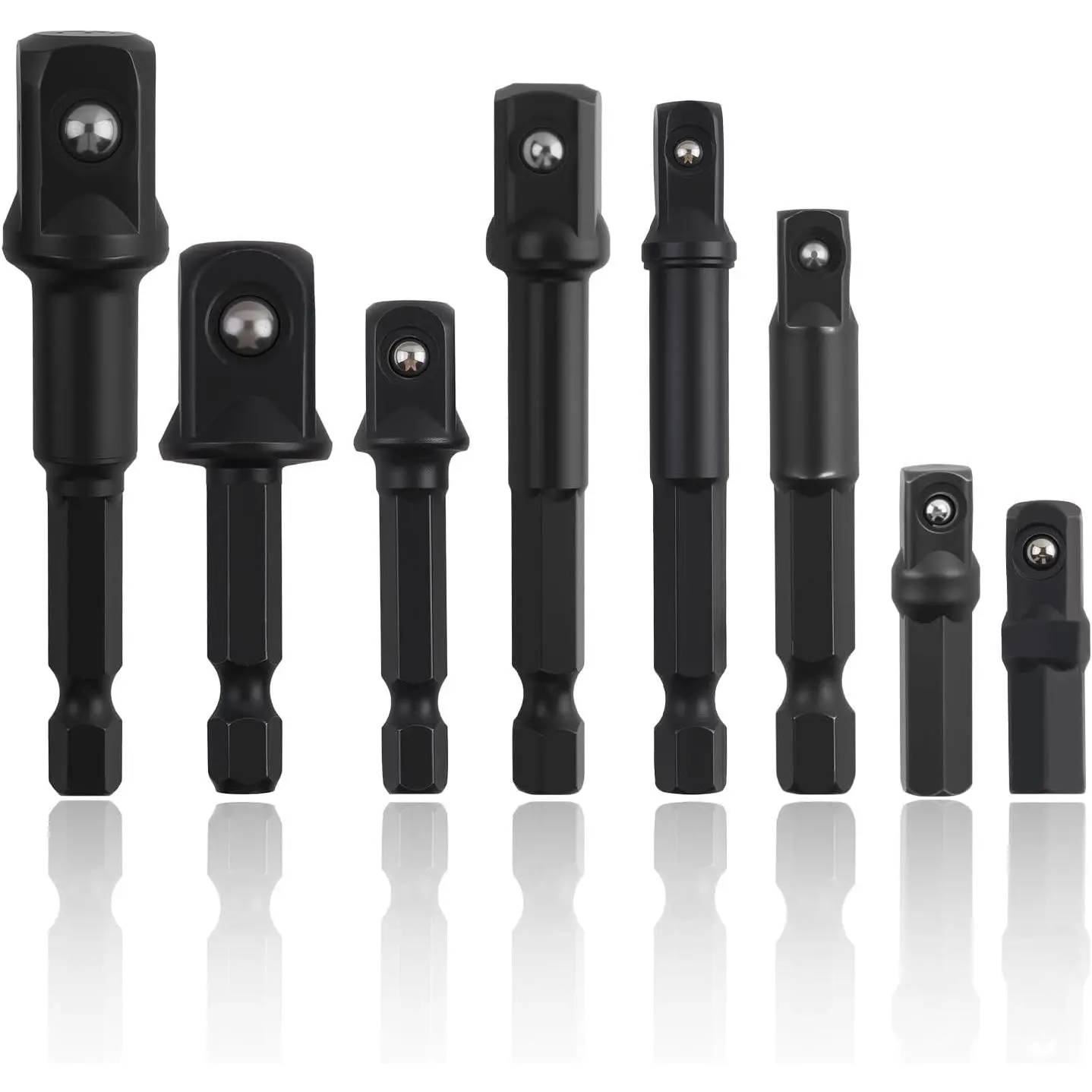 8 count Drill Socket Adapter Set,1/4" Hex Shank to 1/4" 3/8" 1/2"  Socket Adapter Set,High Hardness Sockets Adapters for Drill Fit for Power Drills  Driver Wrench