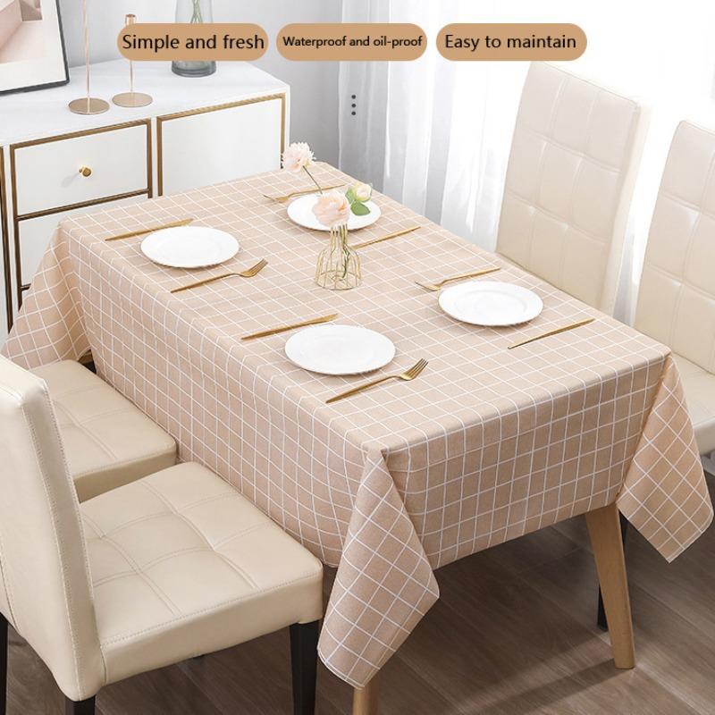 Nordic Style Plaid Tablecloth, Waterproof and Oil-Resistant, Easy to Clean, Home Dining Table, Desk, Picnic Scene
