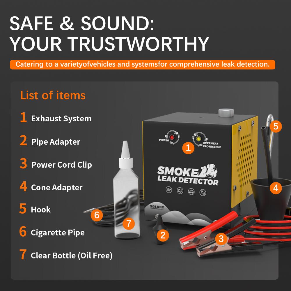 SOLARY Mini Smoke Leak Detector with Built-in Air Pump – Compact EVAP & Vacuum Leak Tester for 12V Cars, Trucks & Motorcycles