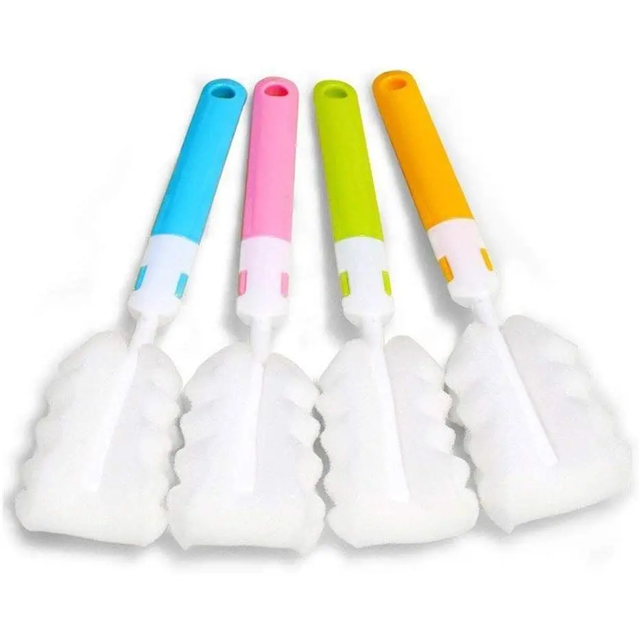4PCS Bottle Brush,Bottle Washer Set Long Sponge Bottle Cleaning Brushes Baby Bottle Cleaner Brush, Nipple Brush (4 pcs)