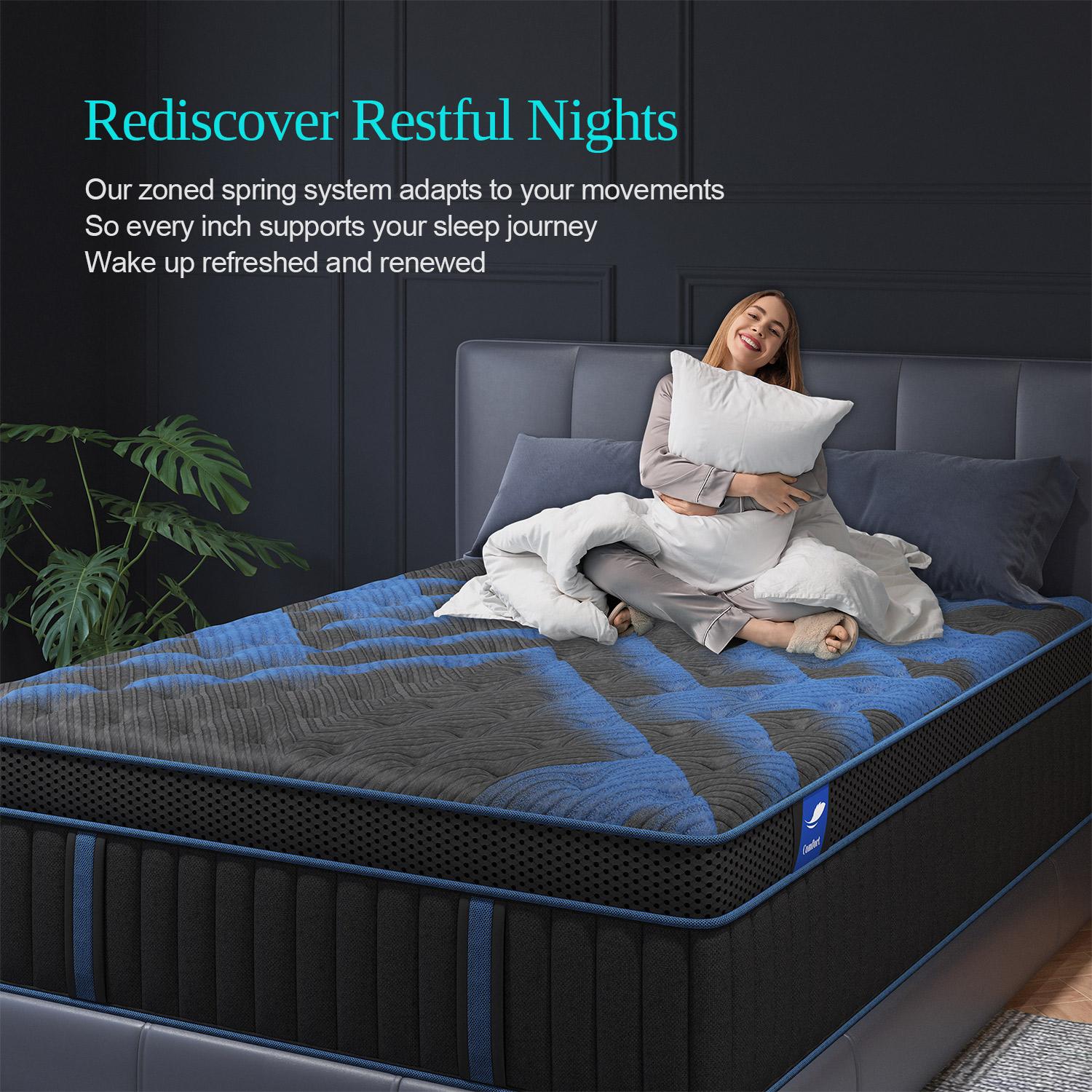 14Inch Twin Full Queen King Mattress in a Box, Hybrid Mattresses with Gel Memory Foam and Individually Pocket Innerspring Euro Top Medium Firm for Motion Isolation, Edge Support