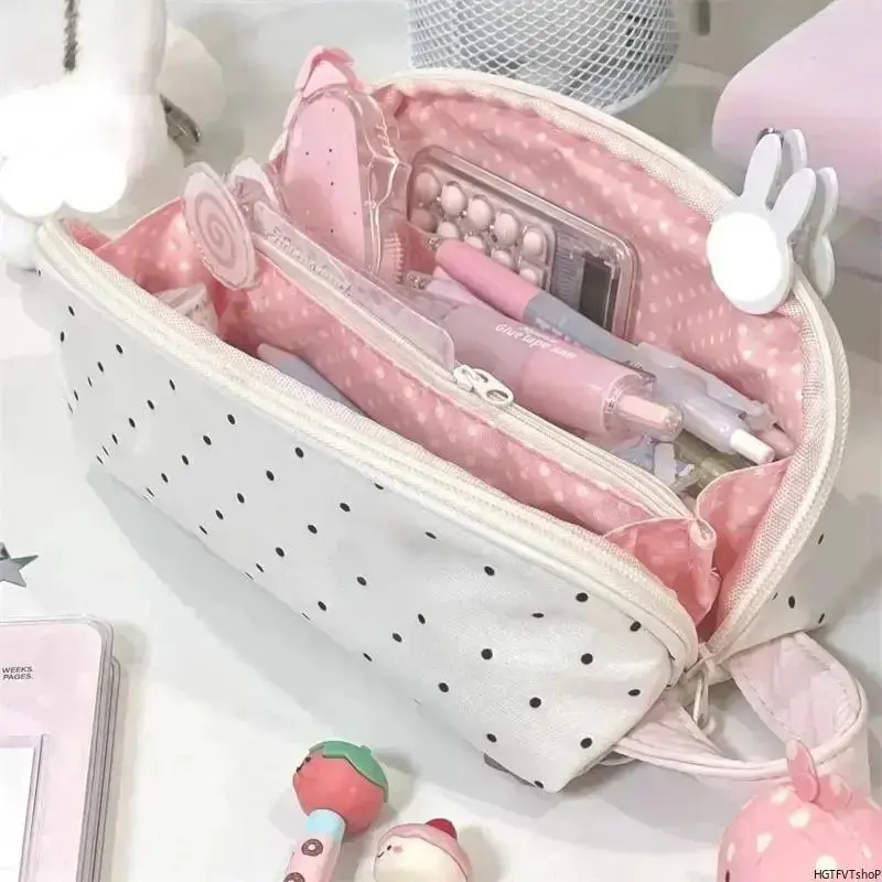 Large-capacity pencil case with double layers and multiple pockets is suitable for back-to-school shopping and school supplies.