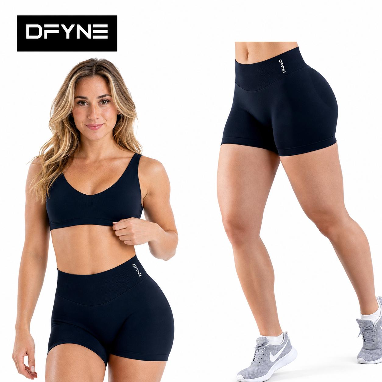 DFYNE Women’s 2 Piece Workout Set, U Neck Padded Sports Bra & High Waisted Seamless Shorts for Gym Yoga Fitness,Women’s 2 Piece Seamless Workout Set, Sports Bra & High Waisted Gym Shorts