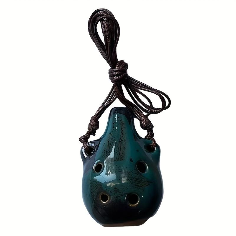 A Six-Hole Ceramic Ocarina - Vintage Style Six-Hole Mini Ocarina, Portable Mini Musical Wind Instrument with Adjustable Lanyard, Available in Purple/Red/Green/Blue/Yellow, Ideal for Music Lovers and Beginners, Musical Instruments