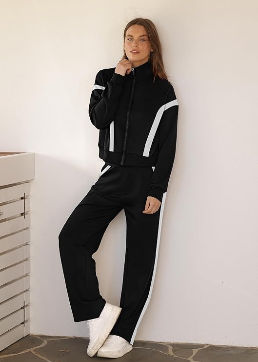 WIHOLL Lounge Sets for Women 2025 Sweatsuit 2 Piece Outfits Sweatshirt Wide Leg Sweatpant Tracksuit Matching Set SpringStatements