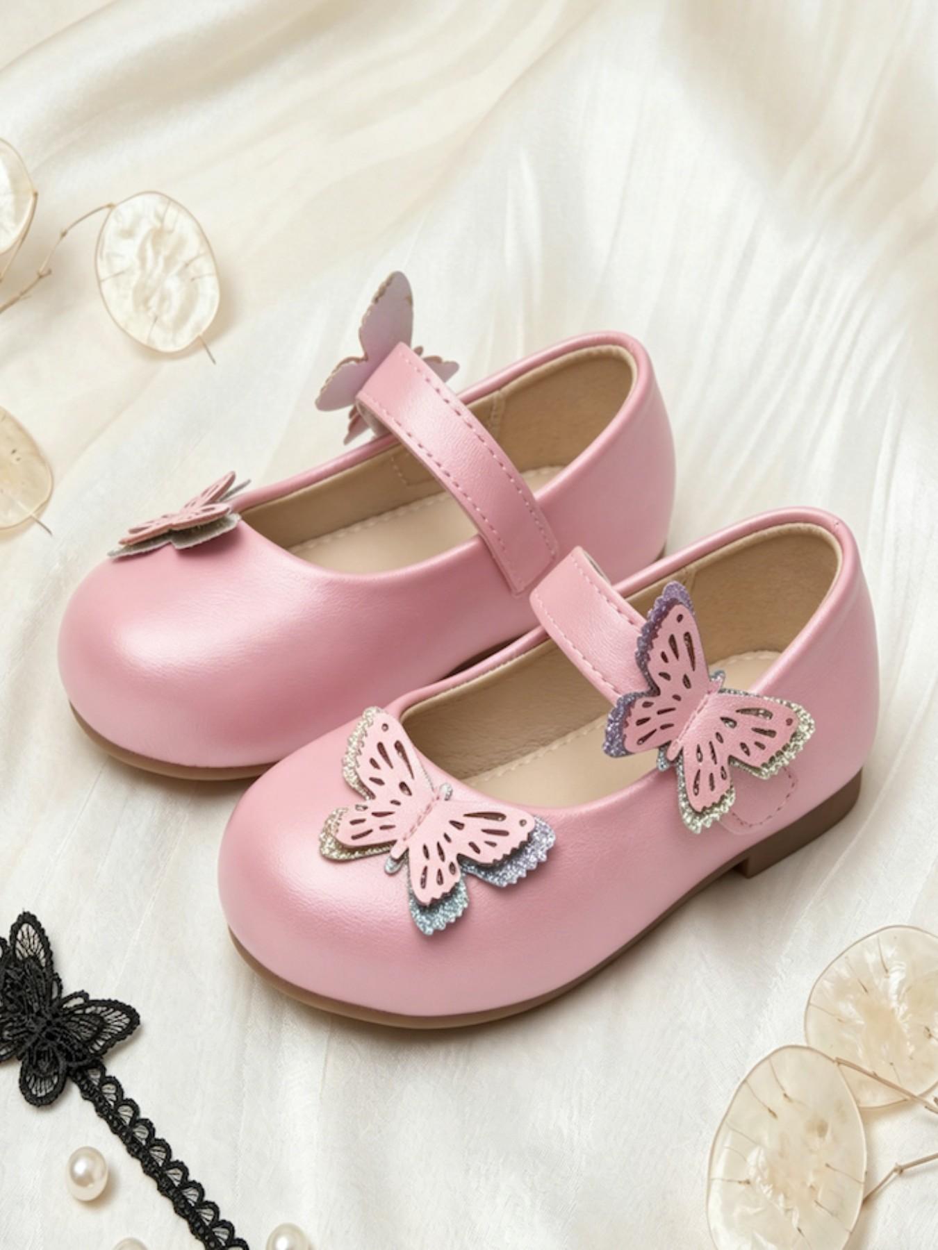 Girls' Bow Mary Jane Shoes, Soft Sole Anti-Slip Low Heel, Round Toe PU Leather, Casual All Seasons, Perfect for Parties and Weddings