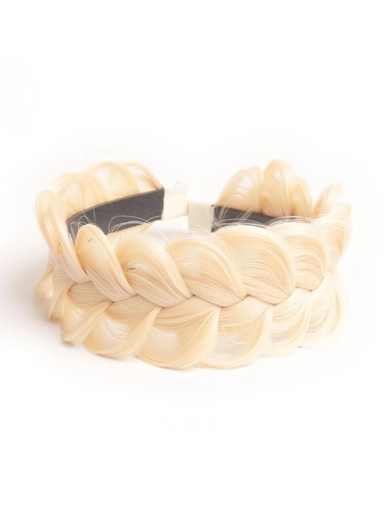 1 piece women's elegant Fried Dough Twists braid wig headband, lifelike hair braid design with anti-skid grip, fashionable hair accessories with combs for daily use