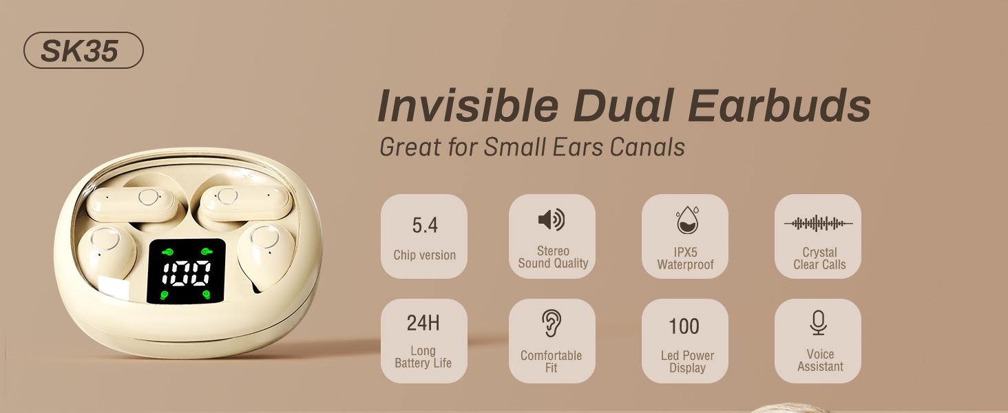 MSHUKCOE Wireless Headphones In-ear Design Noise Cancelling True Wireless Earbuds with Digital Display Bluetooth 5.4 Gaming Headset for Running Exercising Lightweight Fitness Earphones summerwins