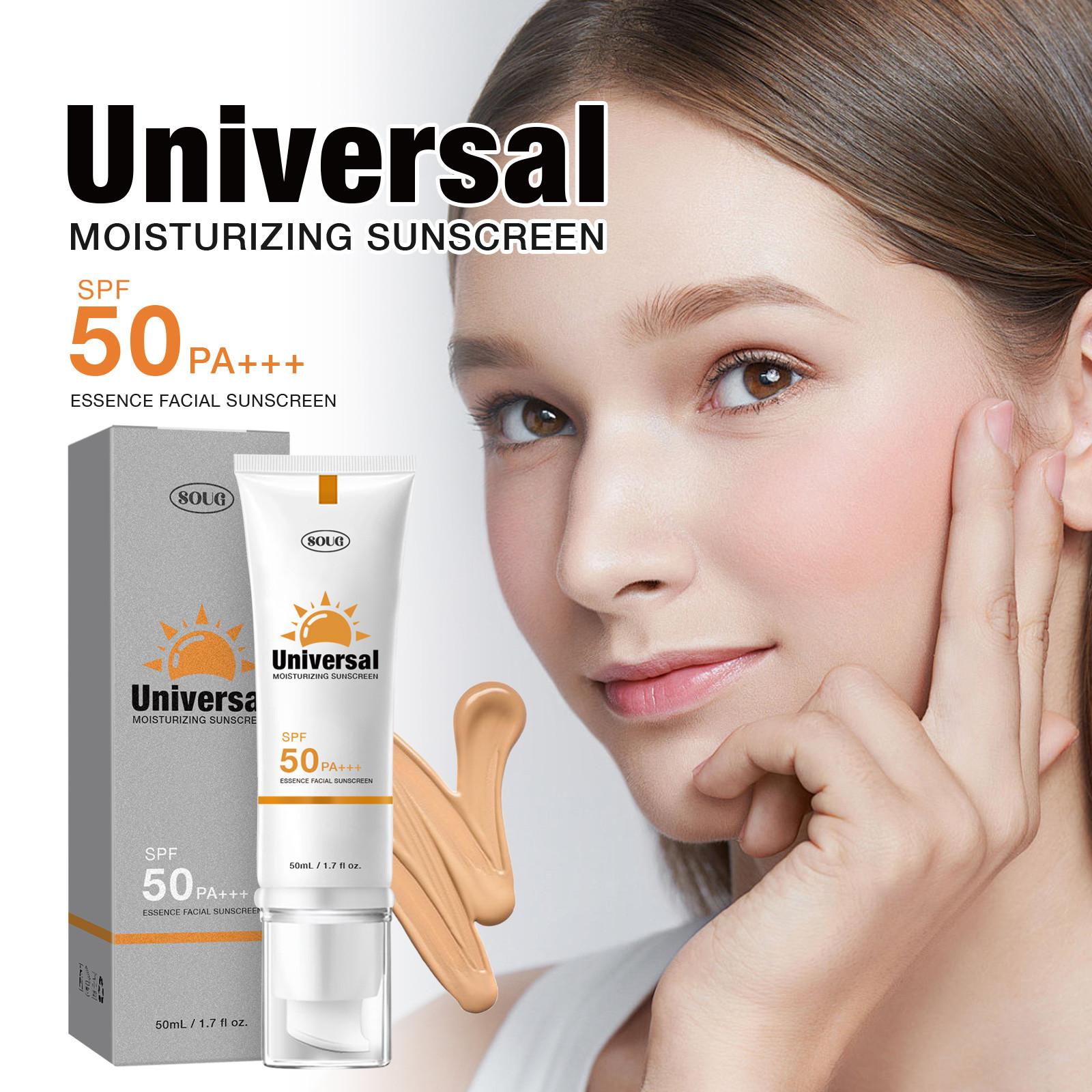 SOUG Facial Sunscreen - High SPF 50 Universal Color-Tinted Solar Protector, Hydrating Moisture-Boosting Sun Essence, Non-Sticky, Waterproof, Prevents Sunburn & Tanning, Hydrate, Sunscreen For Face, Bottled Facial Sunscreen & Sun Care