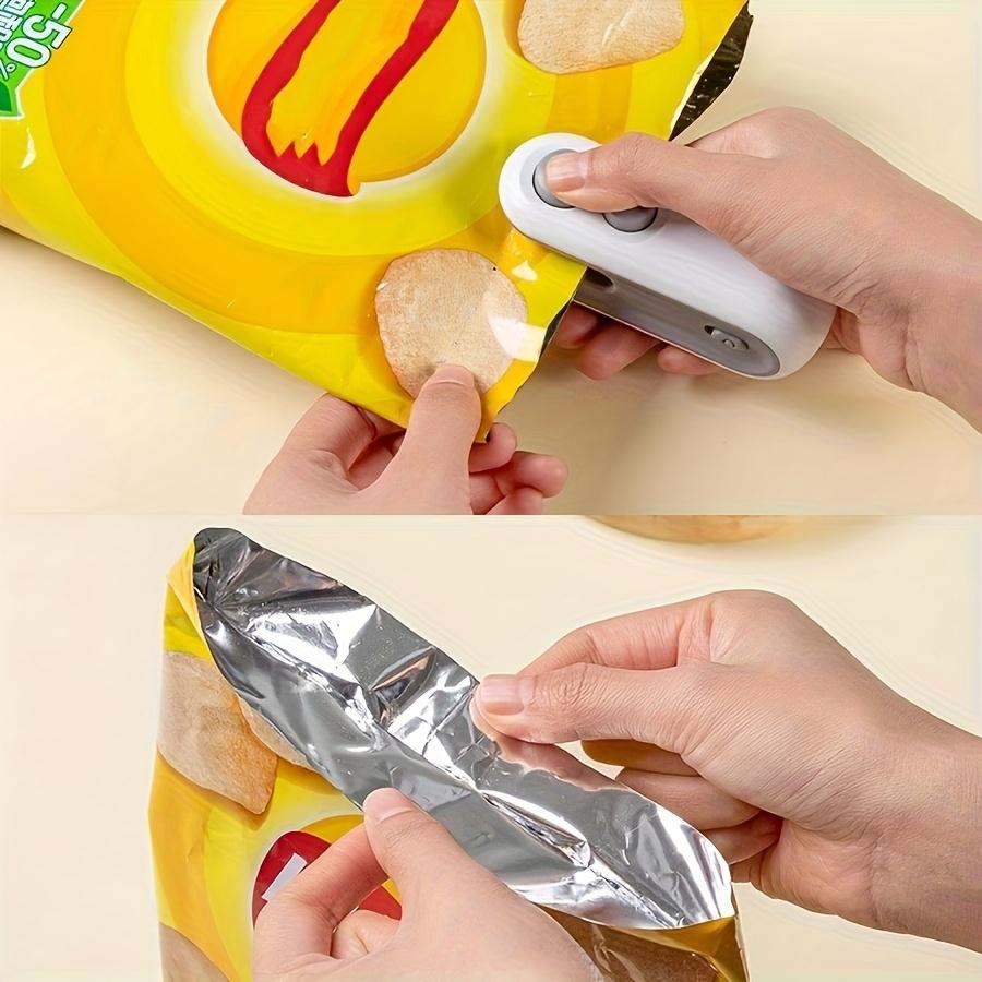 Portable Electric Plastic Heat Sealer, Mini USB Rechargeable Two-In-One Snack Bag Sealer, Compact Food Preserver Sealing Machine for Travel.
